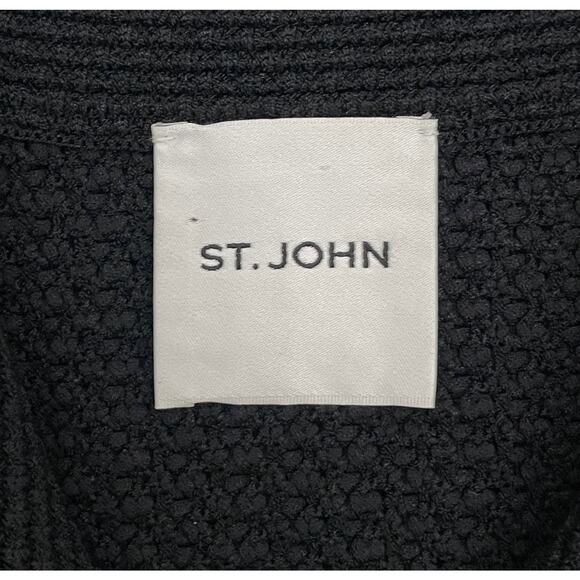 St. John Multiscale Textured Stretch Knit Collared Jacket Black XL Old Money - Picture 10 of 16